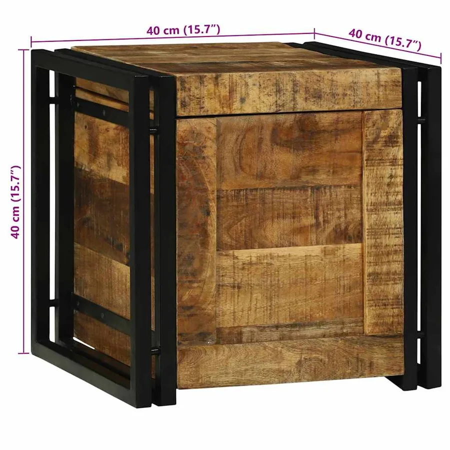 Boîte de rangement 40 x 40 x 40 cm Bois de mangue massif - 13