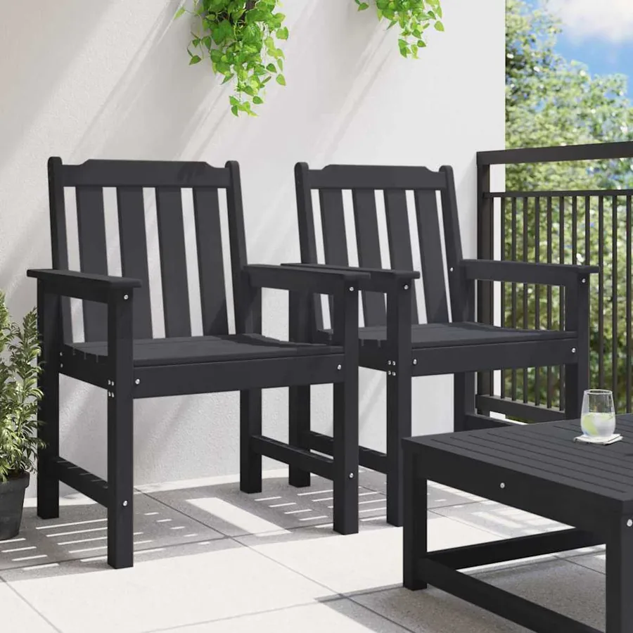 Chaise de jardin. 2 pcs Noir 65,5 x 59 x 88 cm HDPE - 3