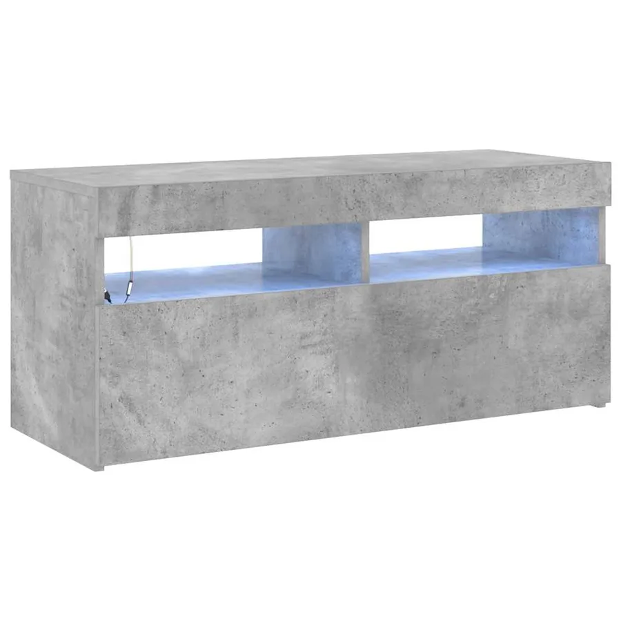 Meuble TV avec lumières LED gris béton 90x35x40 cm - 2