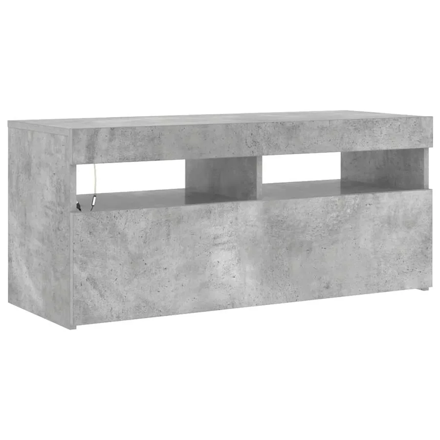 Meuble TV avec lumières LED gris béton 90x35x40 cm - 6