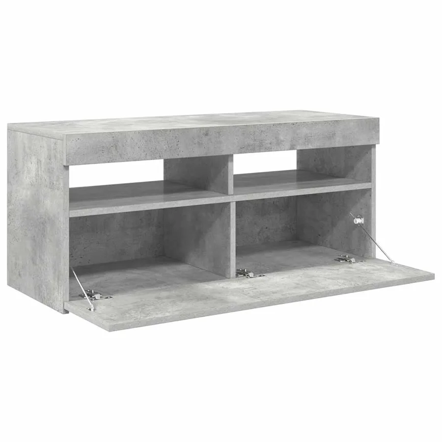 Meuble TV avec lumières LED gris béton 90x35x40 cm - 7