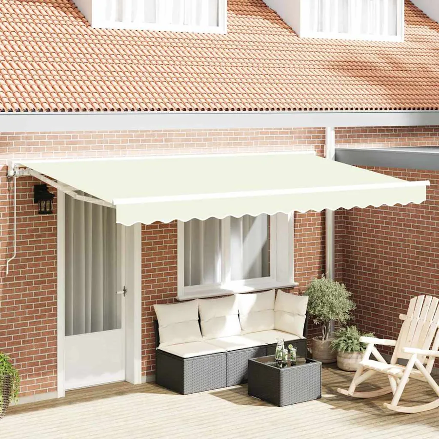 Cadre d'auvent Crème 350 x 200 cm Polyester avec revêtement PU