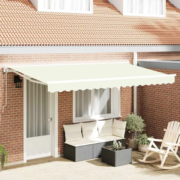 Cadre d'auvent Crème 350 x 200 cm Polyester avec revêtement PU