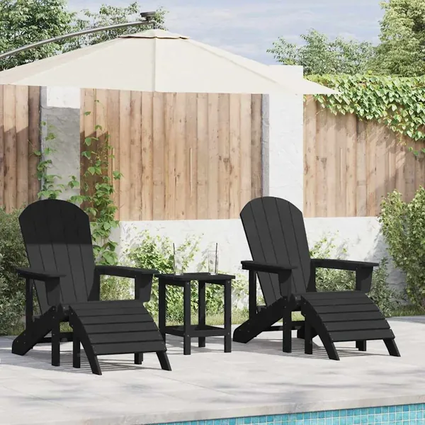 Chaise de jardin 2 pcs Noir 83 x 74 x 92 cm Polyéthylène