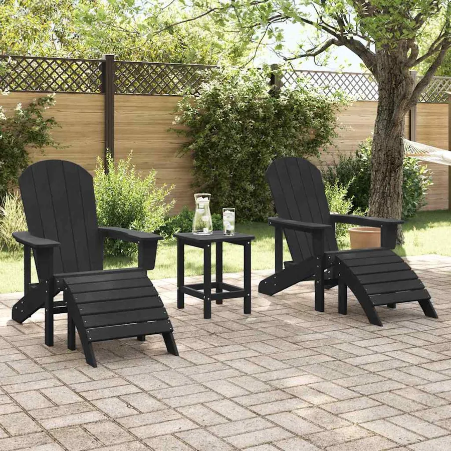 Chaise de jardin 2 pcs Noir 83 x 74 x 92 cm Polyéthylène - 3