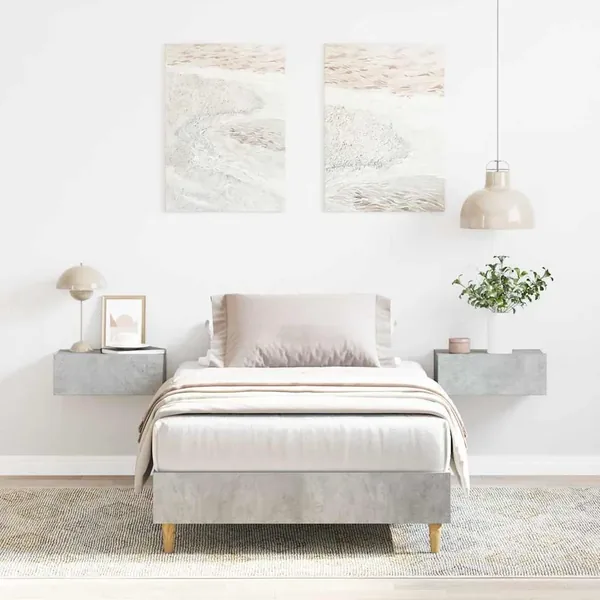 Cadre de lit Gris béton 203 x 93 x 25 cm Bois d'ingénierie