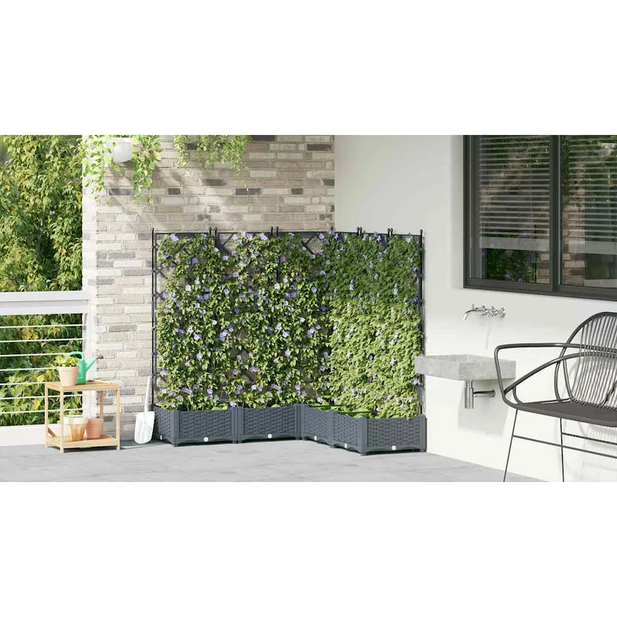 Cache-pot de jardin 5 pc Gris clair 120 x 120 x 125,5 cm PP - 4