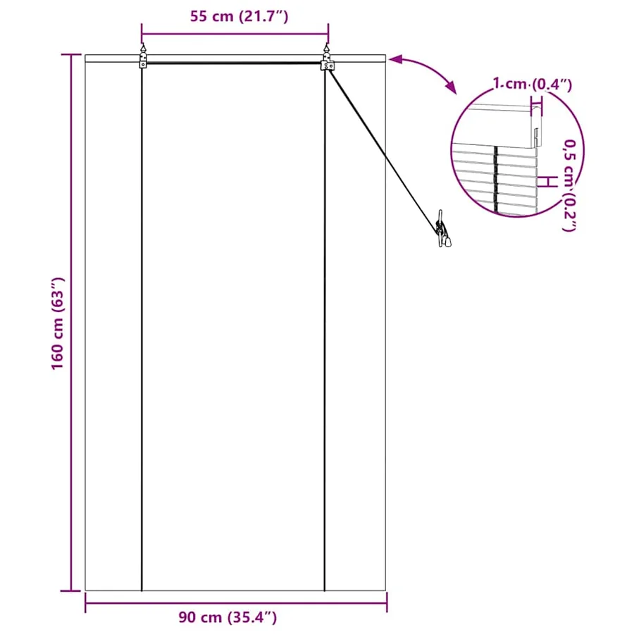 Store enrouleur Marron 90 x 160 cm Bambou - 15