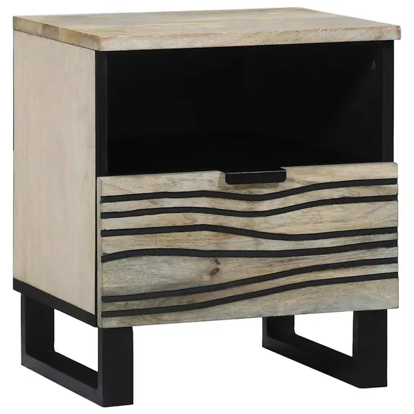 Table de chevet Blanc 40 x 33 x 46 cm Bois d'ingénierie