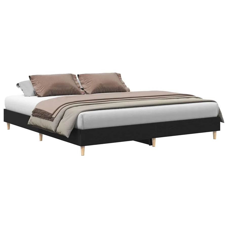 Cadre de lit Chêne noir 203 x 183 x 25 cm Bois d'ingénierie - 2
