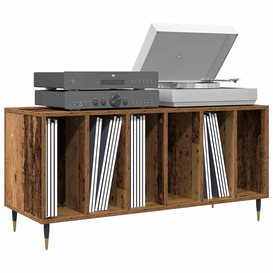 Meuble à vinyles Bois ancien 100 x 38 x 48 cm Bois d'ingénierie - 3