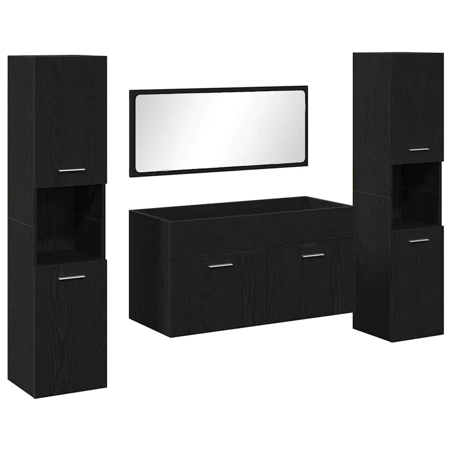 Ensemble de mobilier de salle de bain 4 pcs Chêne noir - 2