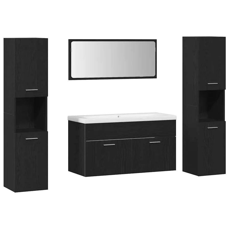 Ensemble de mobilier de salle de bain 4 pcs Chêne noir - 2