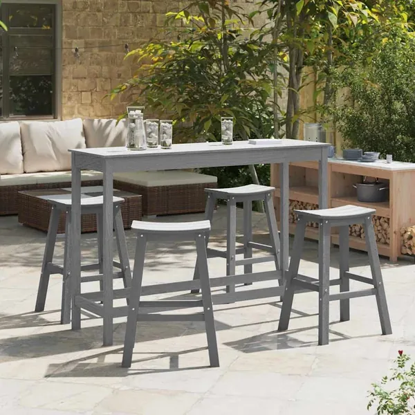Ensemble de bar de jardin 4 pcs Gris clair HDPE
