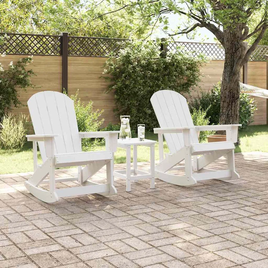 Ensemble de salon de jardin 3 pcs Blanc HDPE - 4