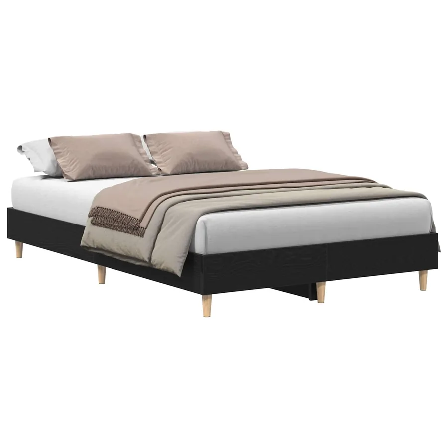 Cadre de lit Chêne noir 203 x 123 x 25 cm Bois d'ingénierie - 2
