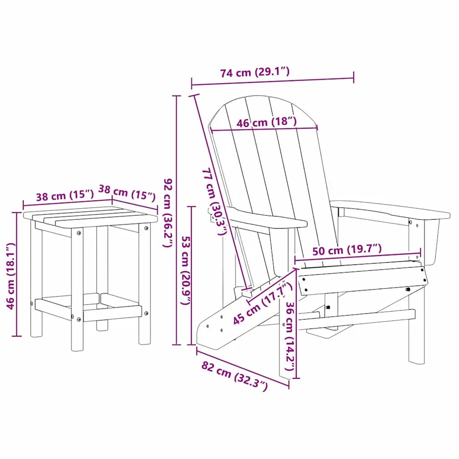 Chaise de jardin 3 pcs Gris clair 80.5 x 74.5 x 92 cm - 12