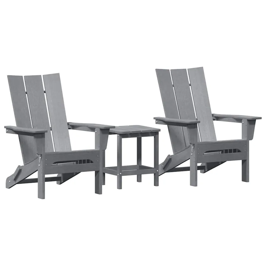 Chaise de jardin 3 pcs Gris clair 80.5 x 74.5 x 92 cm - 2
