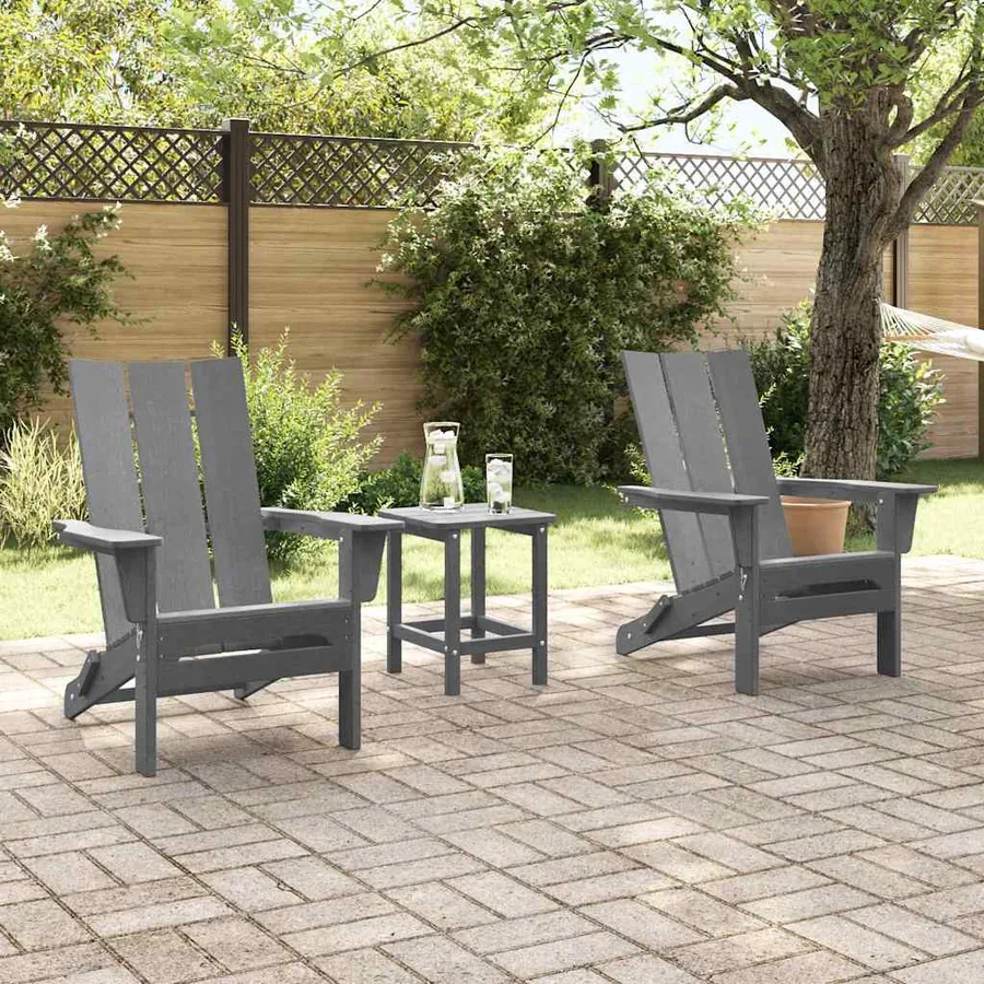 Chaise de jardin 3 pcs Gris clair 80.5 x 74.5 x 92 cm - 4