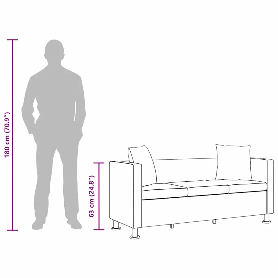 Jeu de canapé à 2 places et à 3 places Cuir synthétique Noir - 16