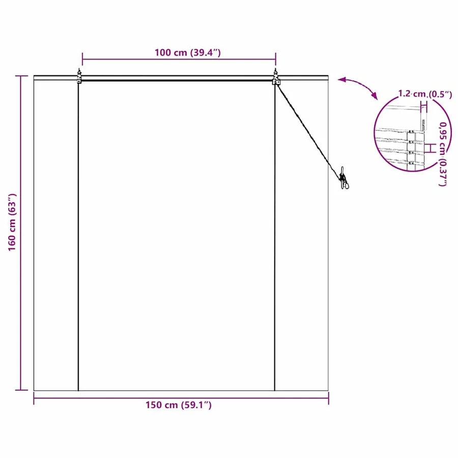 Store enrouleur Nature 150 x 160 cm Bambou - 15