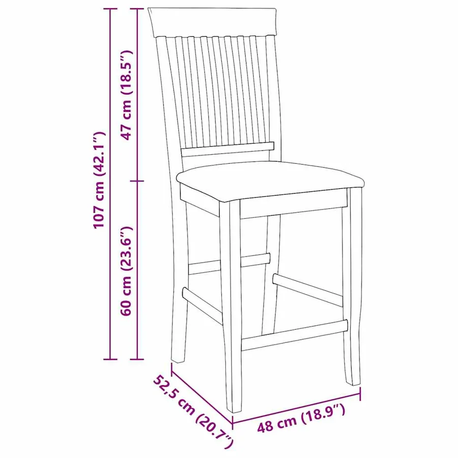 Tabourets de bar (lot de 2) en bois massif blanc et caoutchouc - 10