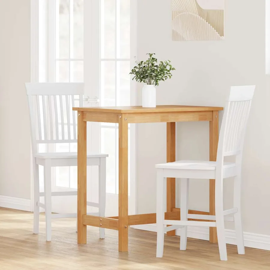Tabourets de bar (lot de 2) en bois massif blanc et caoutchouc - 3