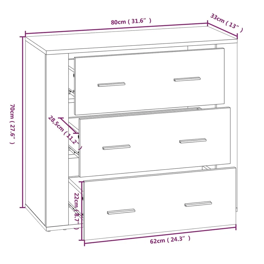 Buffet Gris béton 80x33x70 cm Bois d'ingénierie - 10