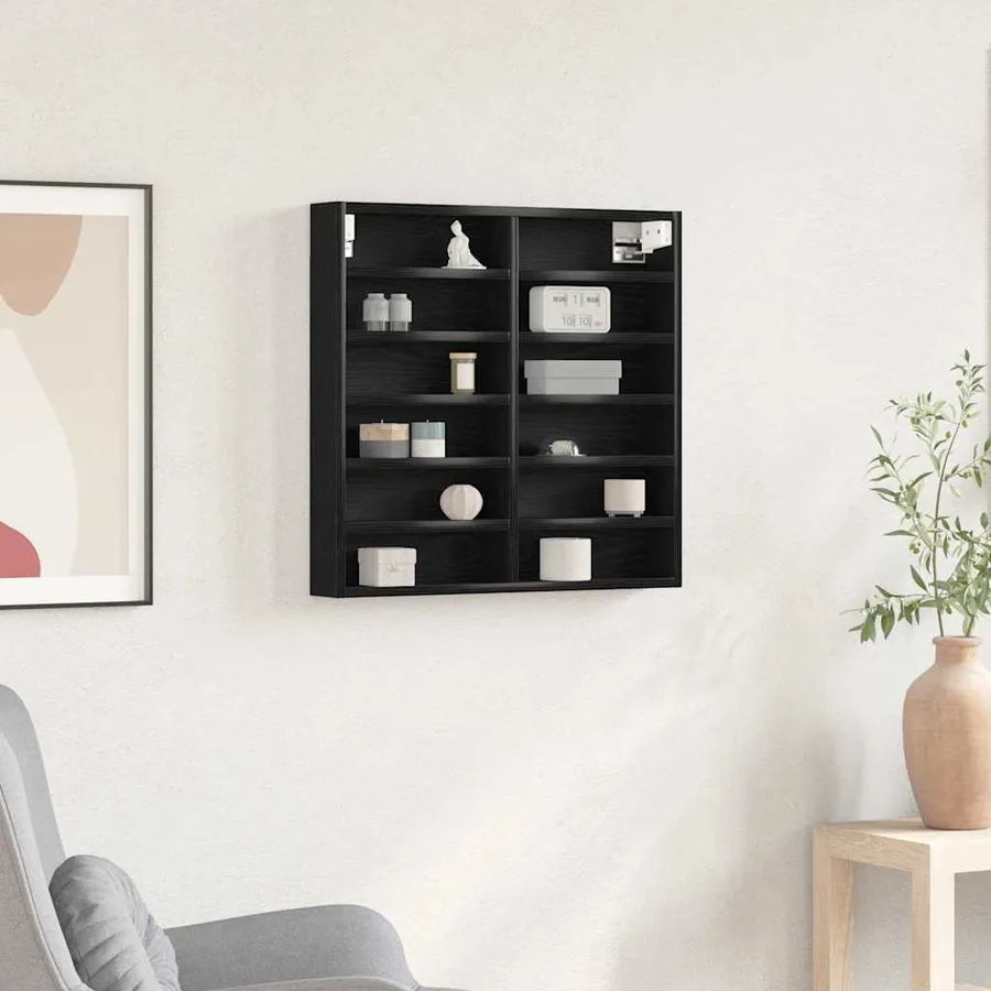 Vitrine Chêne noir 60 x 8,5 x 58 cm Bois d'ingénierie