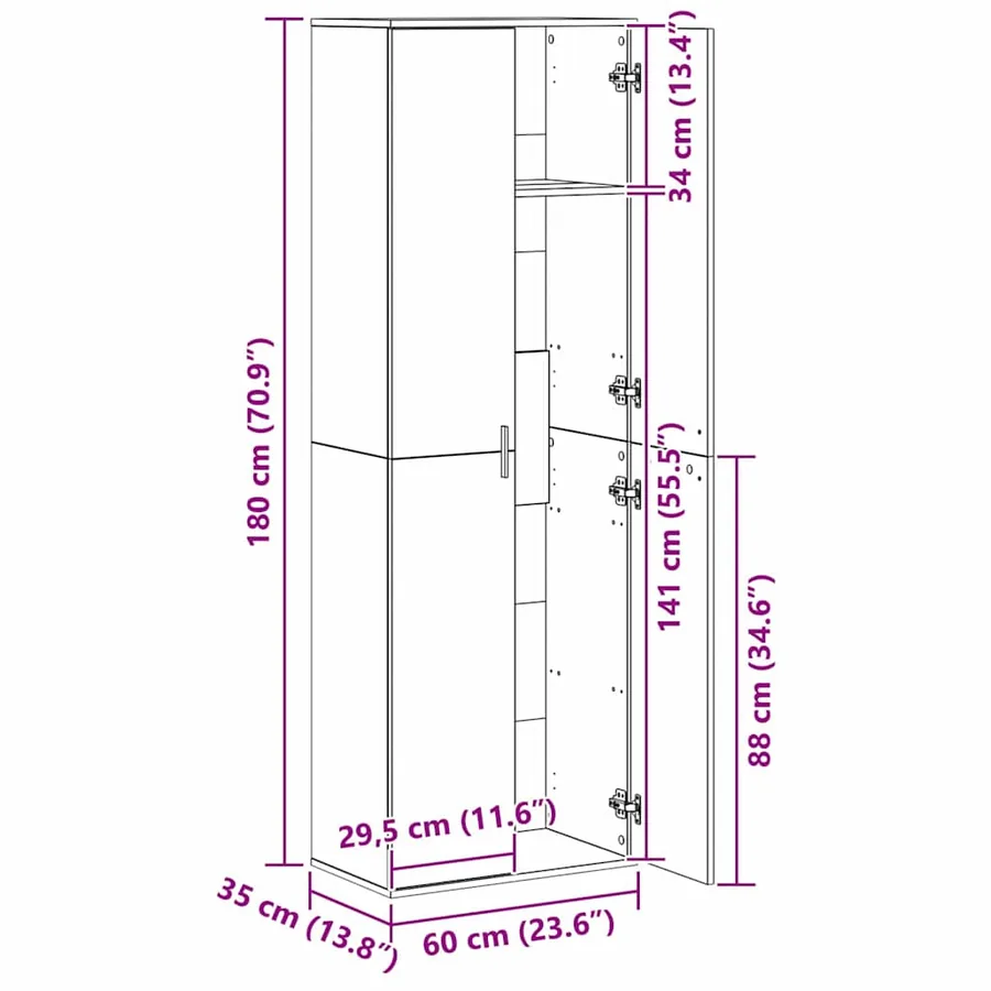 Highboard Chêne noir 60 x 35 x 180 cm Bois d'ingénierie - 13