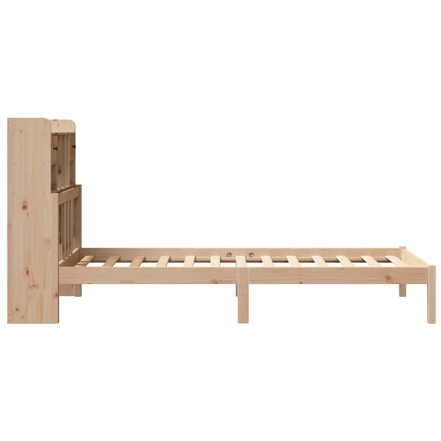 Lit bibliothèque sans matelas 75x190 cm bois de pin massif - 5
