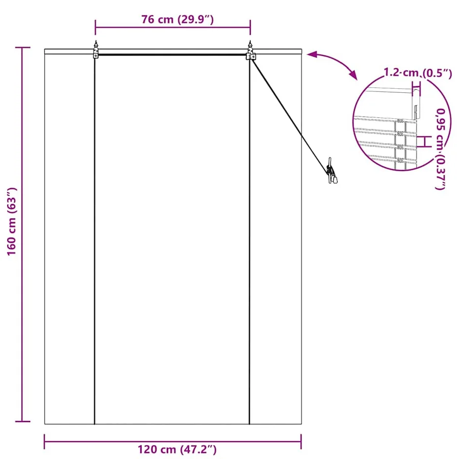 Store enrouleur Marron 120 x 160 cm Bambou - 15