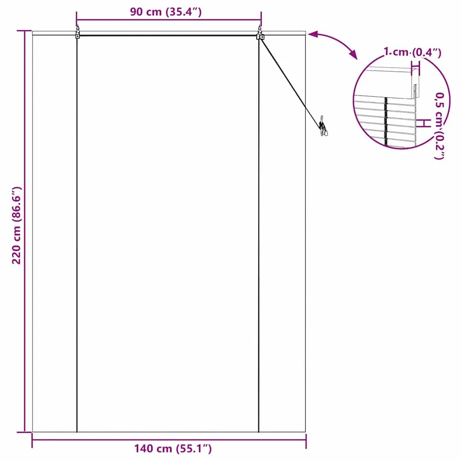 Store enrouleur Marron 140 x 220 cm Bambou - 15