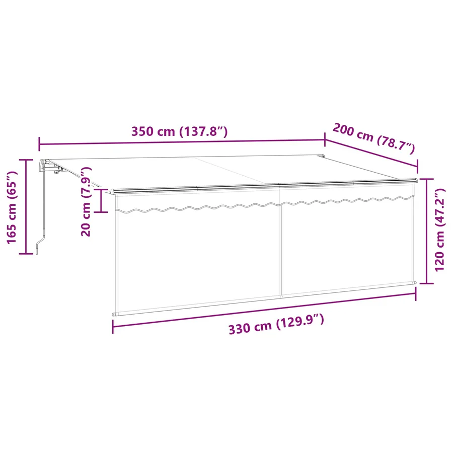 Auvent Rétractable Anthracite 350 x 200 cm - 13