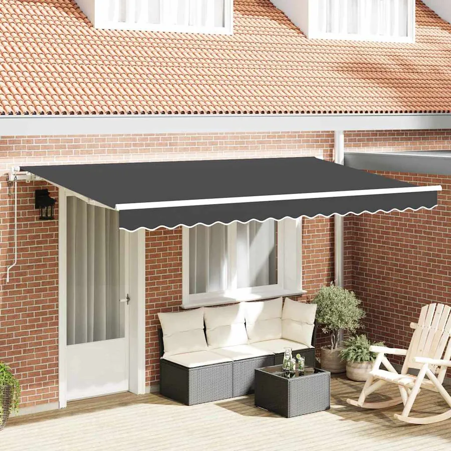 Auvent Rétractable Anthracite 350 x 200 cm tissu