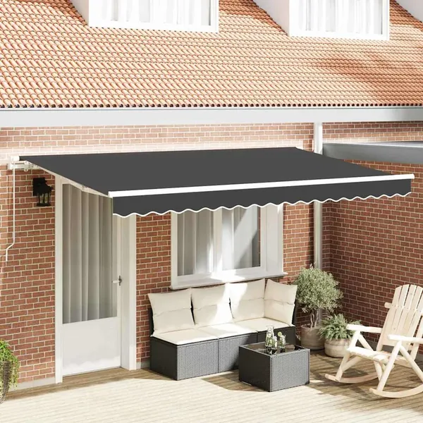 Auvent Rétractable Anthracite 350 x 200 cm tissu