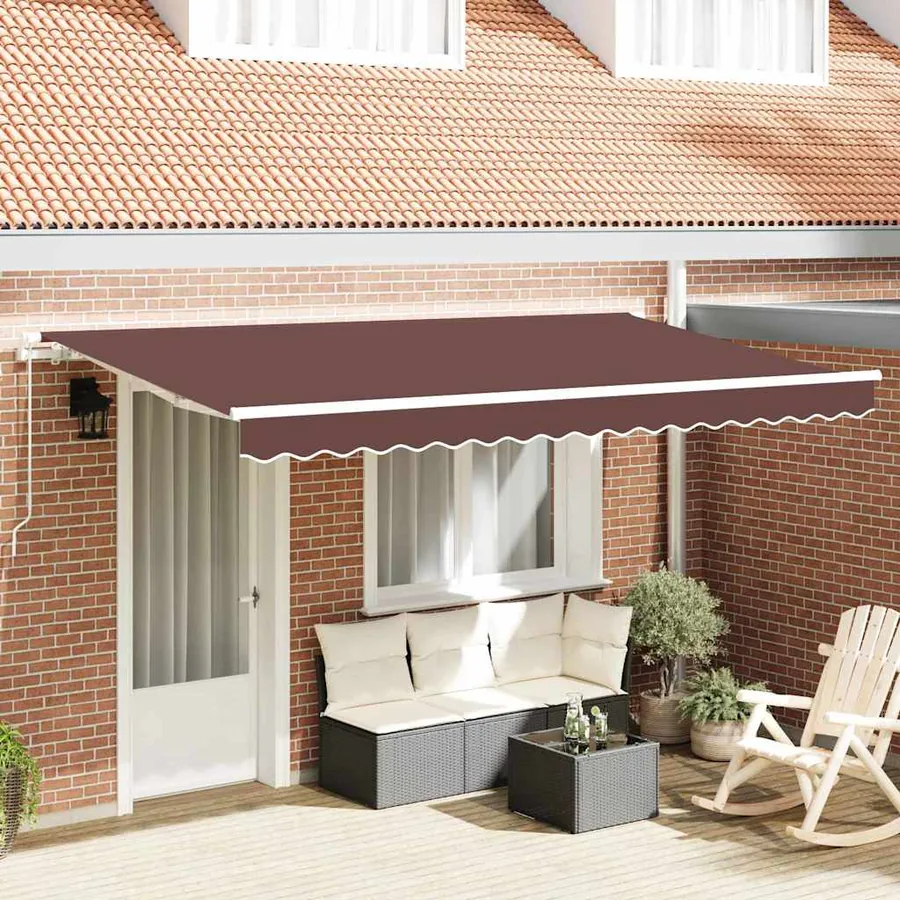 Auvent Rétractable Marron 400 x 200 cm tissu