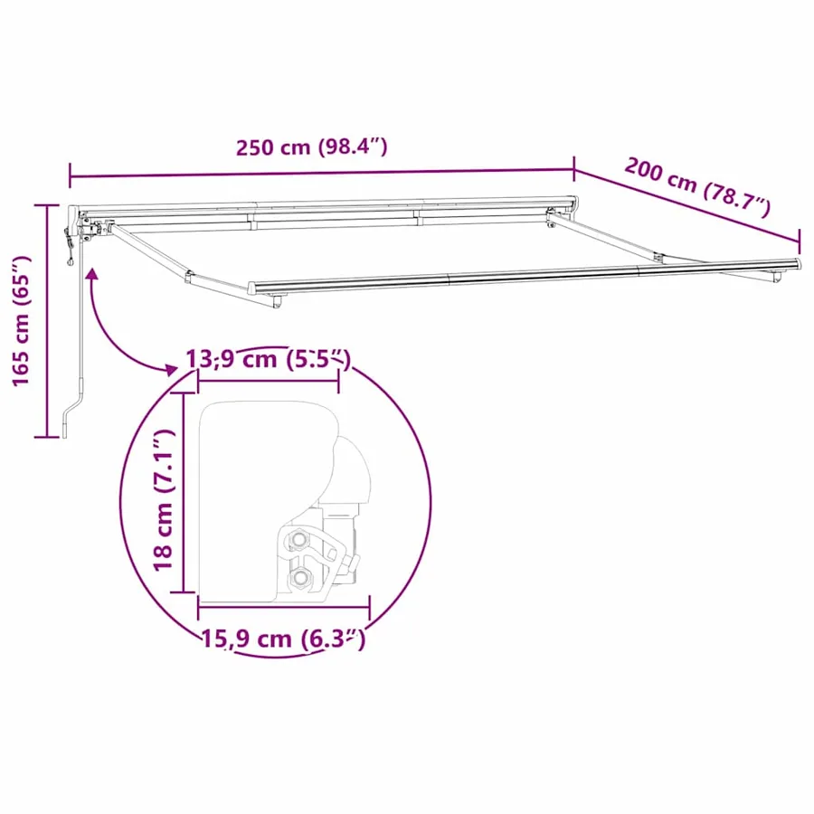 Cadre d'auvent Anthracite 250 x 200 cm - 13
