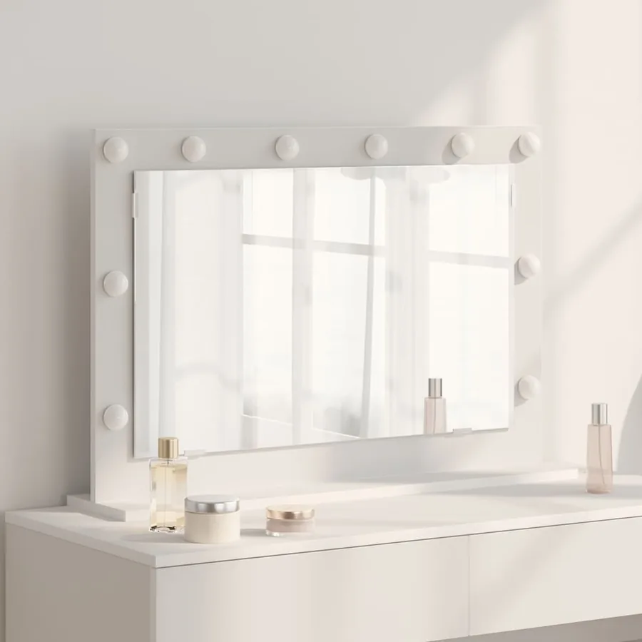 Miroir de vanité Blanc 80 x 15 x 18 cm Verre et bois composite