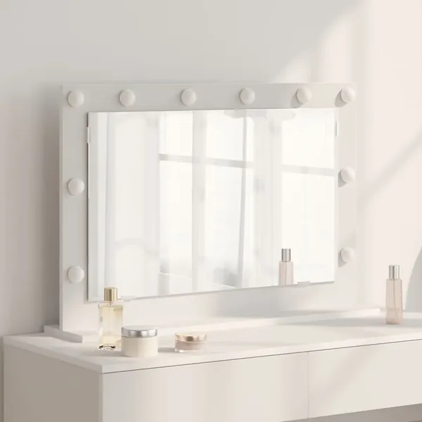 Miroir de vanité Blanc 80 x 15 x 18 cm Verre et bois composite