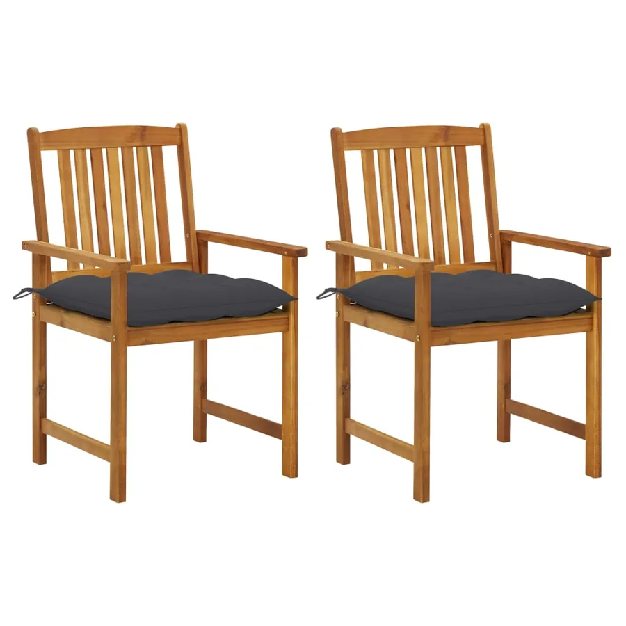 Chaises de jardin avec coussins lot de 2 Bois d'acacia massif