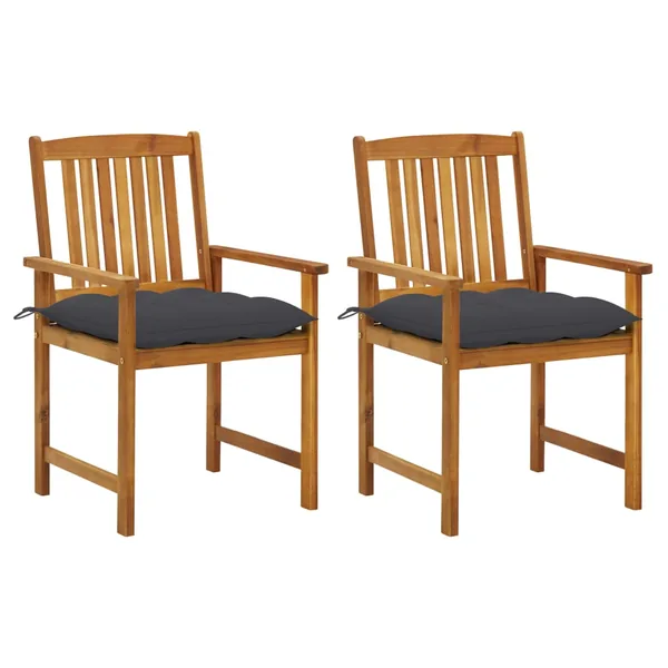 Chaises de jardin avec coussins lot de 2 Bois d'acacia massif