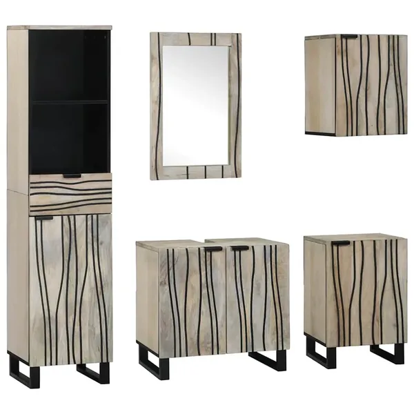 Ensemble de mobilier de salle de bain 5 pcs Brun Noyé