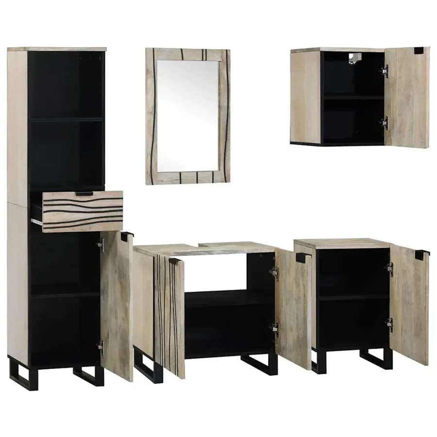 Ensemble de mobilier de salle de bain 5 pcs Brun Noyé - 2
