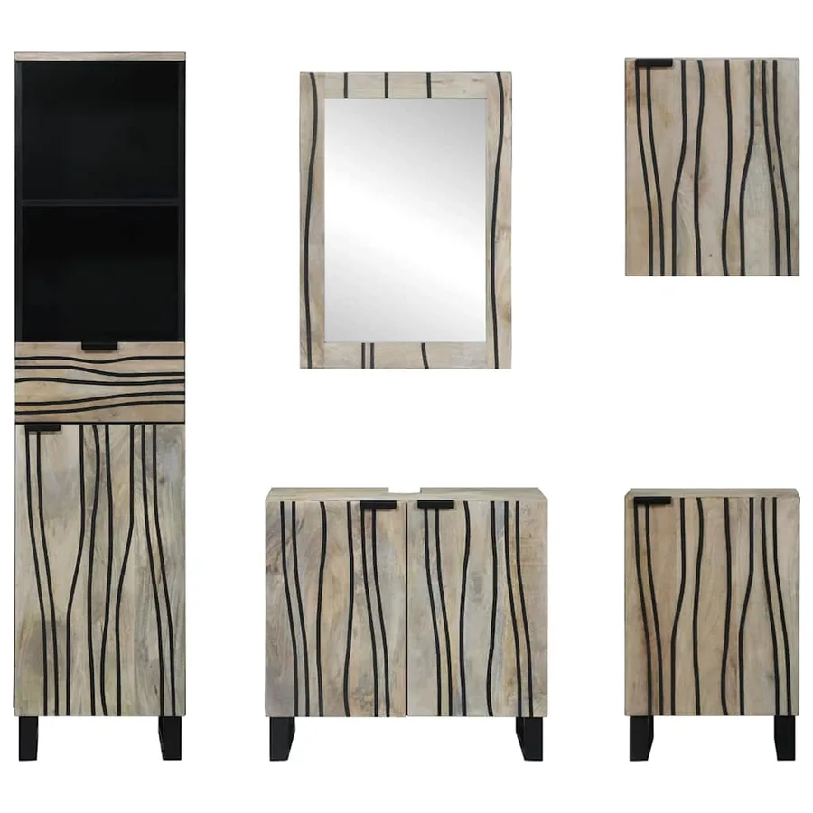 Ensemble de mobilier de salle de bain 5 pcs Brun Noyé - 8