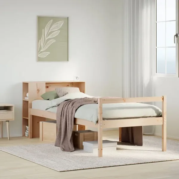 Lit bibliothèque sans matelas 90x200 cm bois de pin massif