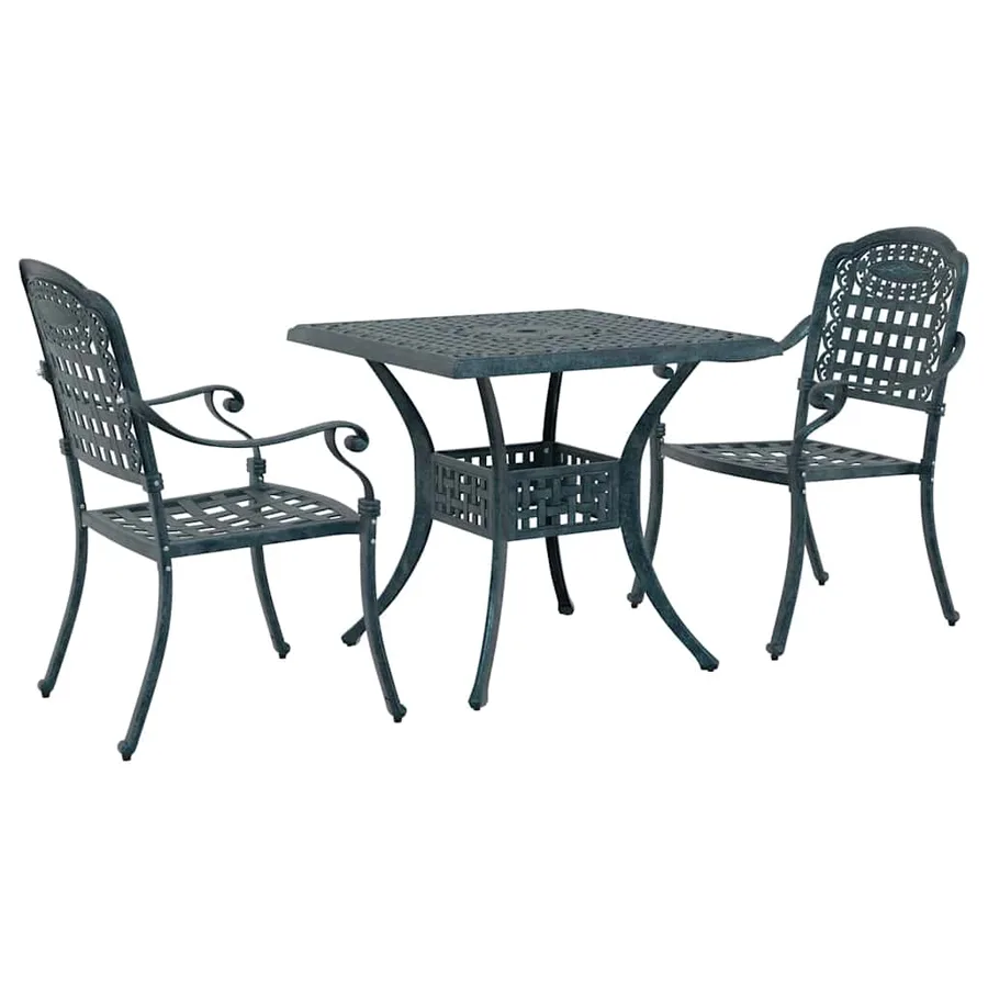 Ensemble de tables de jardin 3 pcs Vert Aluminium coulé - 2