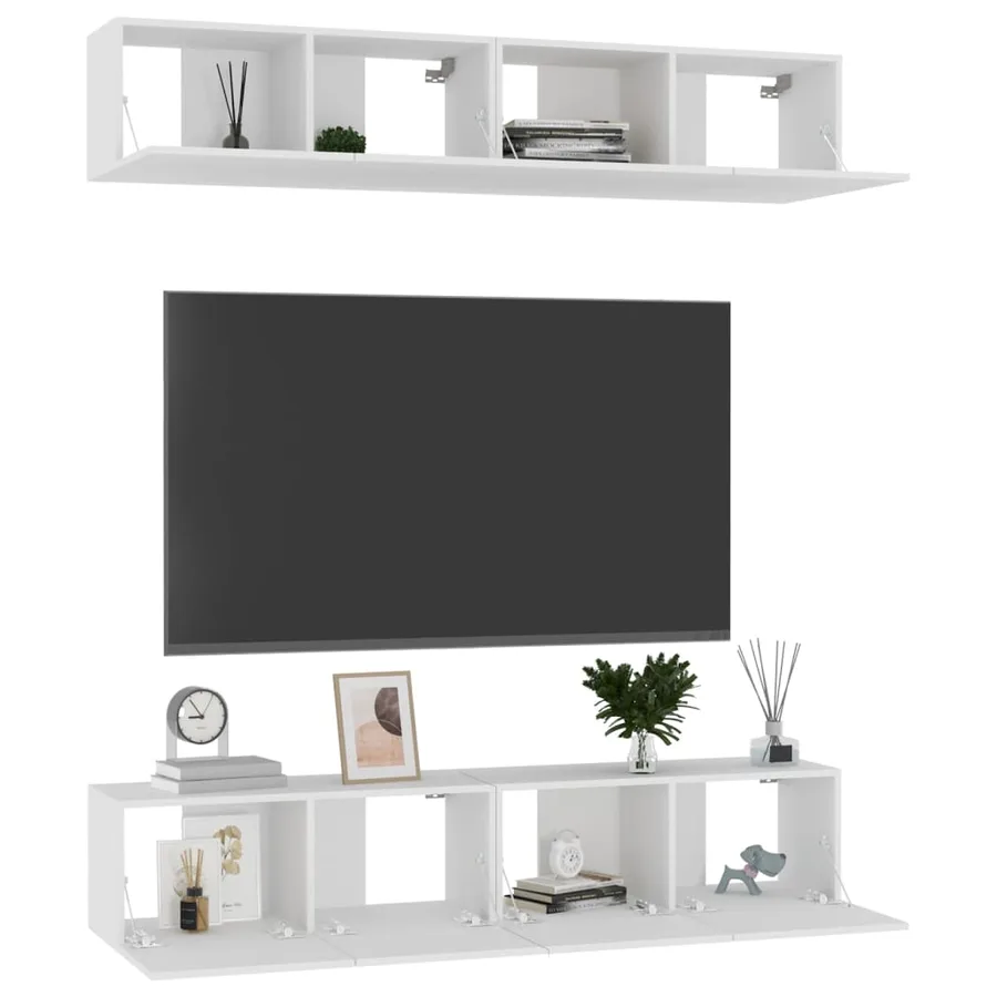 Meubles TV 4 pcs Blanc 80x30x30 cm Bois d'ingénierie - 3