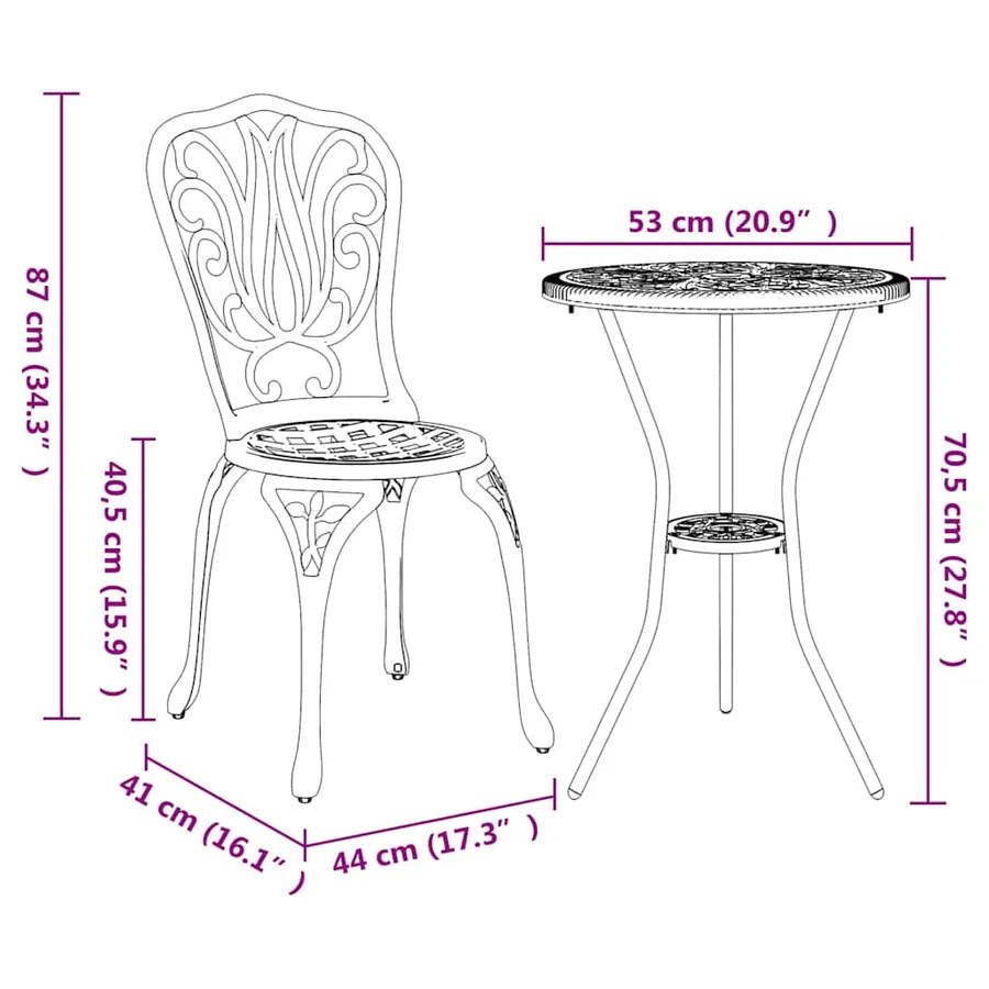 Ensemble bistro de jardin 3 pcs Vert Aluminium - 13
