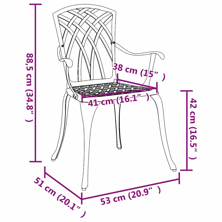 Chaise de jardin 2 pcs Vert 53 x 51 x 88,5cm Aluminium - 8